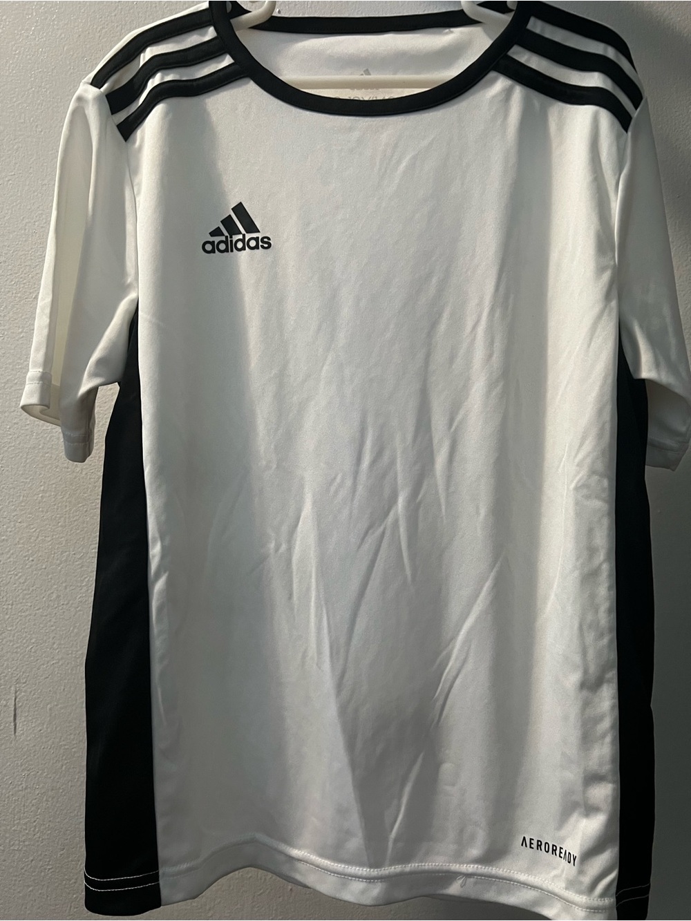 adidas White and Black Short-Sleeve Athletic Tee